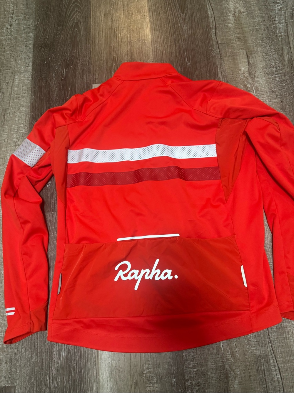 Rapha Red Performance Cycling Jacket with White Stripes - Picture 2 of 5